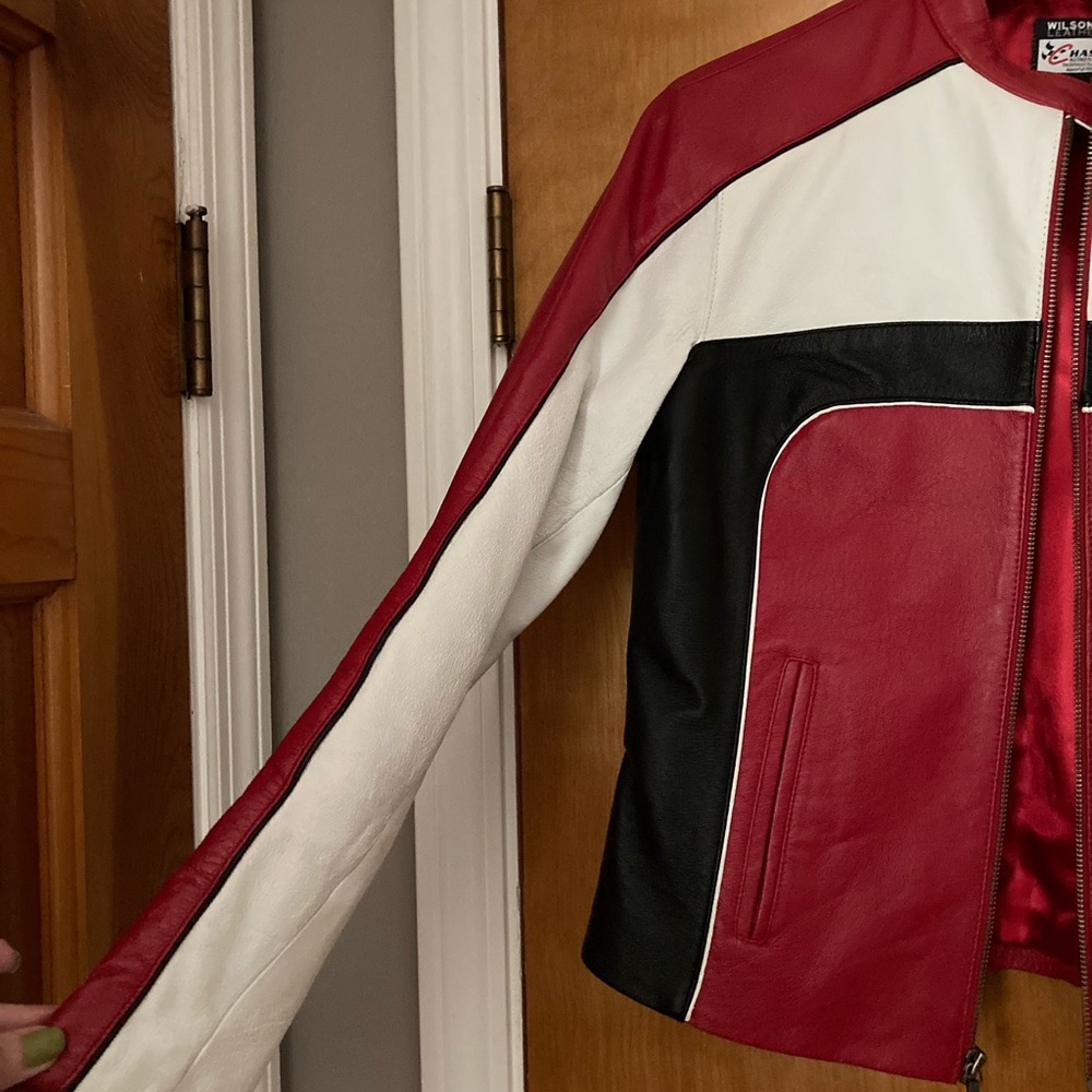 Wilsons Leather Red, White, and Black Jacket
